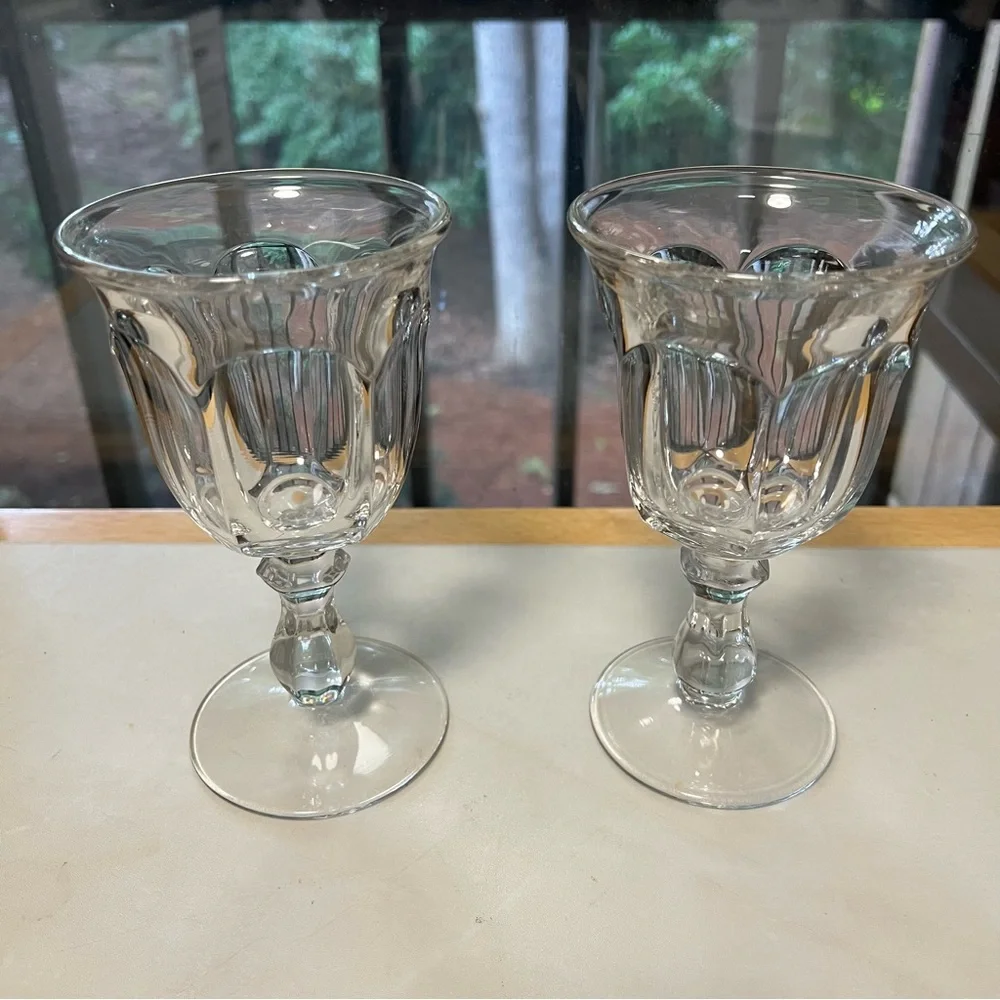 VTG Imperial Glass Old Williamsburg Elegant Clear Glass Water Wine Goblets